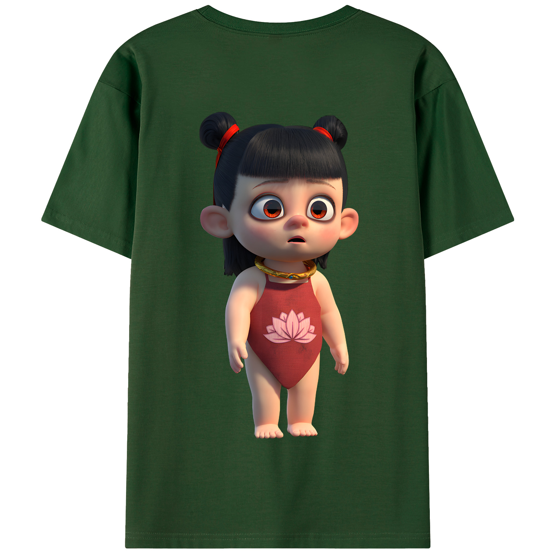 （画像用） Ne Zha 2 ナタ 魔童の大暴れ 綿100％半袖Tシャツ（背面プリント）